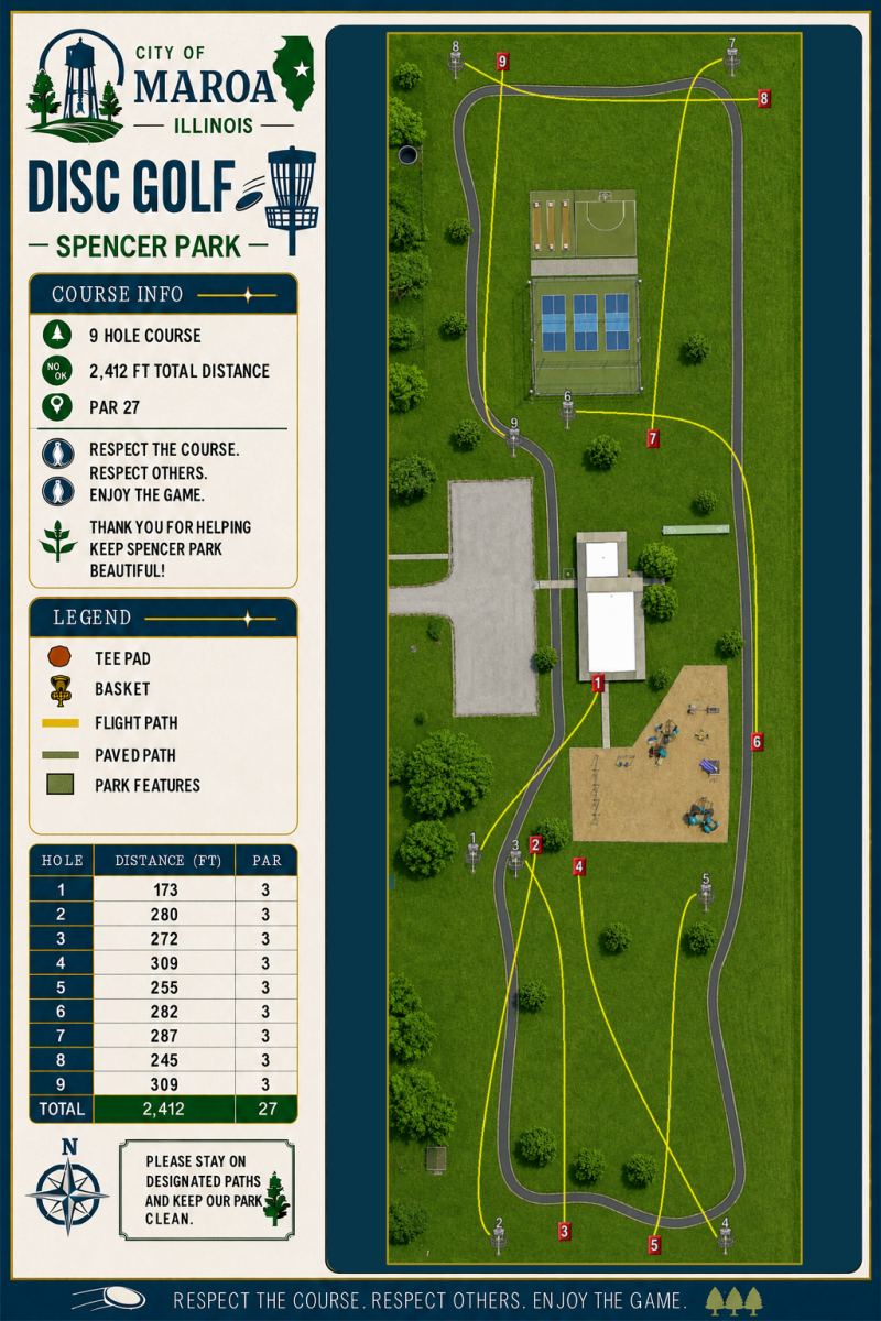 Spencer Park Disc Golf Map
